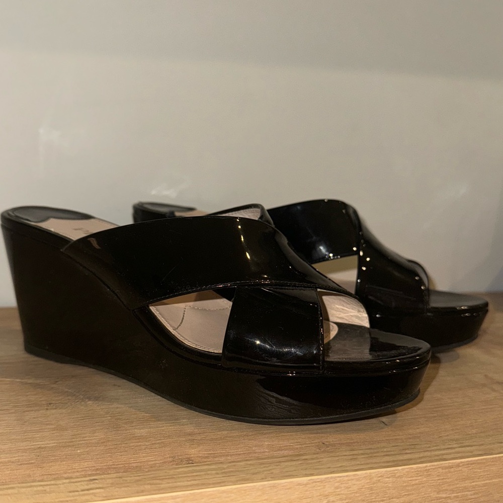 Women’s Black Prada Wedge Shoes size 9